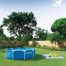 10' X 30" Round Above Ground Pool, INTEX Durable Metal Frame Outdoor Backyard Swimming Pool - C - View 4