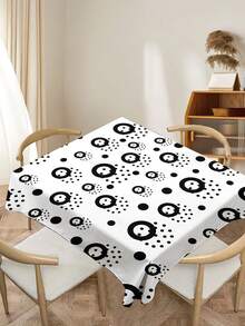 1pc Round Geometric Pattern Printed Tablecloth, Modern Style Polyester Fiber Rectangular Round Waterproof Tablecloth, Digital Printed Tablecloth Suitable For Living Room Home Use, Outdoor Dining Table, Small Round Table - Multicolor - View 11