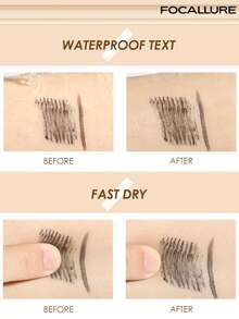 FOCALLURE Mascara et eye-liner liquide 2-en-1 à double extrémité 3,5g+4,5g, mascara volumisant et eye-liner, mascara allongeant et base de cils fibreuse, volume et longueur instantanés, boucles longue tenue toute la journée, imperméable et anti-bavure, maquillage quotidien - #01 VOLUME ET BOUCLES - Voir 5