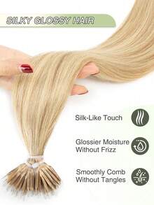 Extensiones de cabello humano real de 12-22 pulgadas con anillos nano, cabello humano Remy liso y recto, mechas de cabello con anillos nano, extensiones de cabello con nano puntas, para mujeres - S18/613 - Ver 4