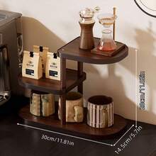 1 Stück Vintage Mehrschichtiger vertikaler Aufbewahrungsständer, Massivholz Material, kompakter Desktop Kaffee Regal, Mehrzweck Mid-Century Stil Aufbewahrungsständer, Küchen Gewürzregal, Tassenhalter, Ausstellungsregal, geeignet für Küche, Esszimmer, Tee Bereich, Bar Tresen Aufbewahrung und Ausstellung - Verschiedenfarbig - Übersicht 10