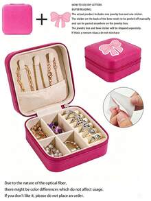 Jewelry Travel Organizer Box, DIY Bow Jewelry Box, Large Capacity Jewelry Organizer Box, Jewelry Storage Box, Multifunctional Jewelry Display Box, Jewelry Collection And Storage, Compact Jewelry Box, Earring, Necklace, Ring Storage - Multicolor - View 10