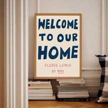 "Welcome Home" Wall Decor, "Please Leave By 9 PM" Printed Poster, Welcome Poster, Hallway Decorative Painting, Hand-Drawn Print, Hallway Decorative Poster, Funny Print - 777 - View 3