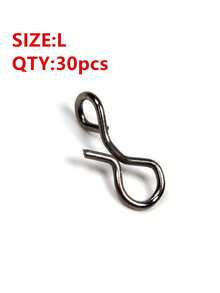 30pcs Fly Fishing Bait Snap Swivels, Quick Connect Steel Wire Pins For Fly Hooks, Fast Bait Attachment Tool - Black - View 9