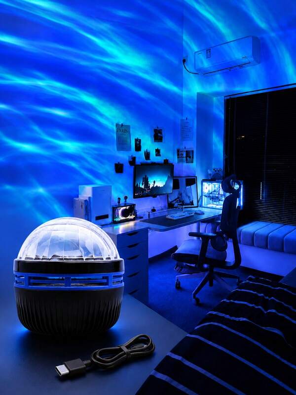 【Aurora Projector】極光投影燈 極光 LED 銀河星空夜燈，適用臥室、家庭劇院裝飾、聖誕節、萬聖節、婚禮、派對節日禮物，兼容行動電源與適配器