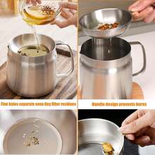 2L 304 Stainless Steel Fryer Pot With Mesh Basket & Lid, Multifunctional Oil Strainer Storage Container - Silver - View 5