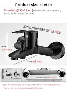 1pc Shower Faucet G1/2in Thread Wall Mounted Triple Mixer Tap Manual Control Plumbing Valve Switch Bathroom Tap For Cold And Hot Water Wall Mounted Tub Two Spout, Single Handle, Comfortable Grip For Household Bathroom Bathtub - Multicolor - View 4