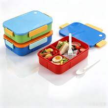 Adult Bento Lunch Box With Utensils, 3-Compartment Meal Box, Microwave , Easy To Clean, Suitable For Office Workers And Students - Multicolor - View 3