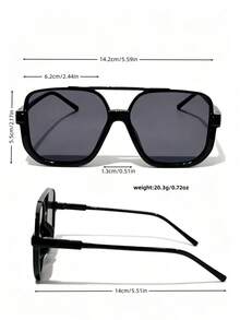 1PC Vintage Double Bridge Aviator Fashion Glasses, Unisex Versatile Photo-Worthy Accessory - Black - View 4
