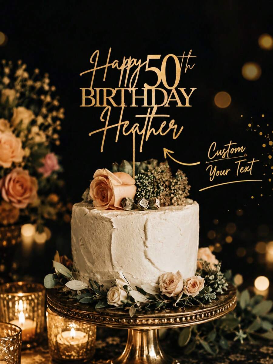 50/30/40/21 Years Old Personalized Birthday Cake Topper, Customized Age Birthday Cake Topper, Personalized Birthday Decoration, Customized Anniversary Cake Topper, Customizable Gold/Silver/Black/Rose Gold Cake Topper, Customized Name Cake Topper, Personalized Wedding Cake Topper, Couple Cake Topper, Suitable For Birthday And Party Decoration - H-birthday Cake Tag - View 1
