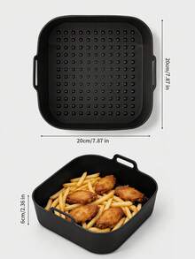 1pc 8-Inch Air Fryer Baking Pan Silicone Material Baking Tray For Seafood, Roast Turkey Wings, Chicken Wings  Suitable For Air Fryers Above 5L - Grey - View 17