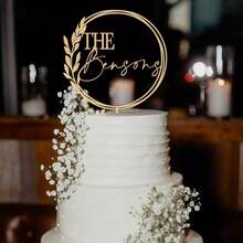 Personalized Heart-Shaped Cake Topper With Heart Pattern And Date, Wedding Cake Topper, Anniversary Cake Topper, Floral Wedding Cake Topper, Mr. & Mrs. Cake Topper, Custom Name Initial Bride & Groom Wedding Cake Topper - H-wedding Cake Tag - View 2