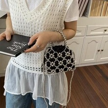 高級法式鏤空珍珠女款包 2026新款時尚百搭手提串珠包 手機肩背斜背包 - 多色 - 查看 8