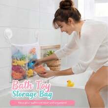 1 pezzo Borsa portaoggetti in rete per il bagno con ventosa, organizer sospeso a doppio strato, borsa in rete ad asciugatura rapida per il bagno dei bambini, adatta per giocattoli da vasca da bagno e piccoli oggetti, decorazione per la camera da letto, ritorno a scuola - Bianco - Visualizzare 6