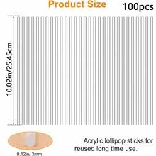 50/100pcs Acrylic Lollipop Sticks, Multi-Functional For Cake Baking, Candy & Dessert, Garden Plant Potting Support, Suitable For Wedding, Halloween, Christmas, Birthday Party - Transparent - View 14