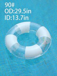 Macaron Color Block Transparent Sequin Swim Ring, Optional Handle, Adult Inflatable Pool Float, Suitable For Beach Swimming - Multicolor - View 18