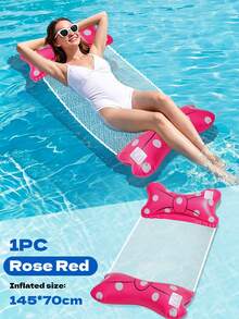 Polka Dot Bow Inflatable Water Hammock Pool Float, Adult Breathable Mesh Floating Lounge Chair With Neck And Leg Support Pillows, Portable Foldable PVC Floating Raft, Suitable For Summer Pool Parties, Beach, Lake Outdoor Water Relaxation - Multicolor - View 11