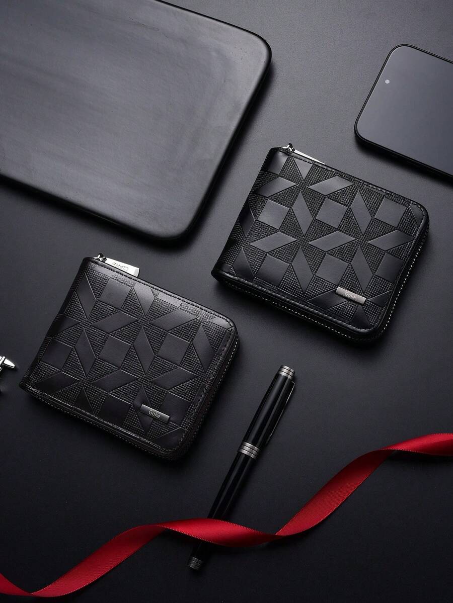 New Men's Short Wallet, Fashion Casual Large Capacity Multi-Card Slot Vintage Zipper Wallet