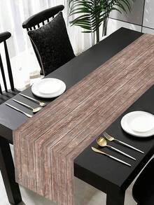1 Stück Tischläufer mit Holzmaserung, 180x35cm Polyester Tischdecke, geeignet für Zuhause Küche Esstisch Dekoration, Picknick Party Zubehör - Verschiedenfarbig - Übersicht 3