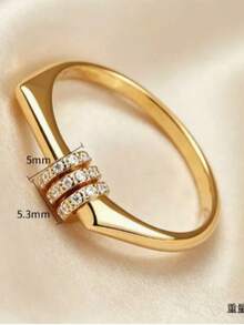1pc Geometric Cross Niche Party Elegant High-End Luxury Asymmetrical Teenager Ring - Multicolor - View 8