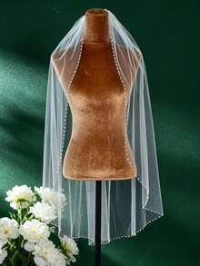 Minimalist Beaded Bridal Veil, Lightweight Wedding Veil, Versatile Mori Style, Bridal Daily Accessory - Multicolor - View 6