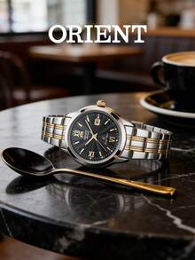 Orient Women's Classic Automatic Mechanical Watch, Two-Tone Stainless Steel Bracelet, Sapphire Crystal, 30m Water Resistant, Black Dial, Formal Women's Watch SNR1L001B0 - Silver - View 2