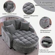 Multifunctional Sofa, 2-In-1 Sofa Bed, Storage Ottoman, Breathable Skin- Fabric, - Eucalyptus Wood, Suitable For Small Living Rooms, Studies, And Bedrooms. - 深灰色 - 查看 9