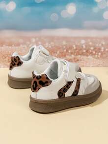 Boys & Girls Spring/Autumn 2026 New Style Children's White Sneakers, Magic Tape Non-Slip Soft Sole Sports Shoes, Retro Colorblock Baby Walking Board Shoes - Brown - View 5