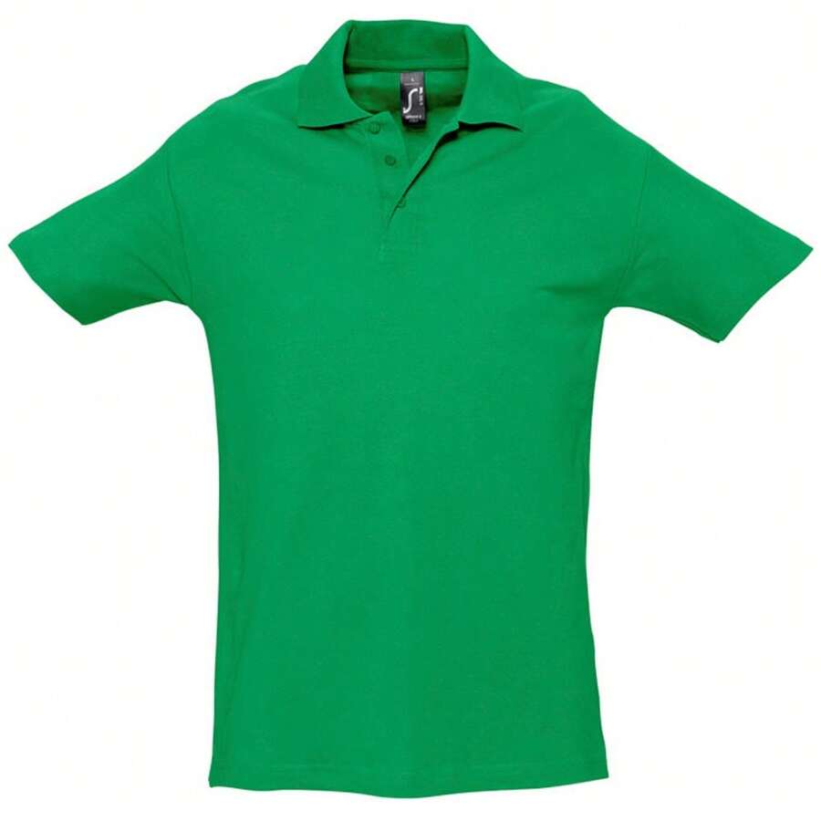 SOLS Mens Spring II Short Sleeve Heavyweight Cotton Polo Shirt - Kelly Green - View 1