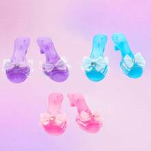 1 par de zapatos de cristal de princesa - Zapatos de cristal para niña de fiesta - Accesorios de fiesta - Accesorios de decoración para fiesta de vacaciones - Juguete de zapatos de cristal para niñas - Accesorios para fiesta de Halloween.Accesorios para fiesta de Navidad - Zapatos de cristal con lazo de princesa - Accesorios de disfraz de vacaciones, Accesorios de Halloween - Zapatos de cristal de princesa - Ver 7