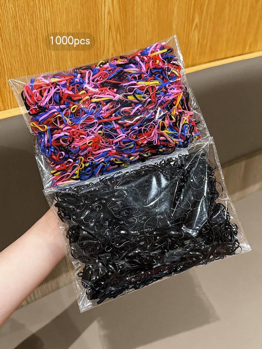 1000 piezas de ligas para el cabello desechables, coloridas, simples y versátiles