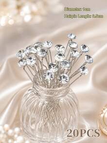 topshiny 20 pièces Pinces à cheveux de mariée avec strass scintillants, accessoires de chignon élégants en cristal, pinces de fixation pour chignon floral pour la coiffure de mariage et de bal de promo pour femmes - Transparent - Voir 8