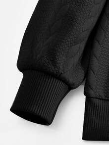 Mercer Haus Men's Old Money Aesthetic Solid Quarter Zip Polo Collar Cable Knit Sweater - Black - View 7