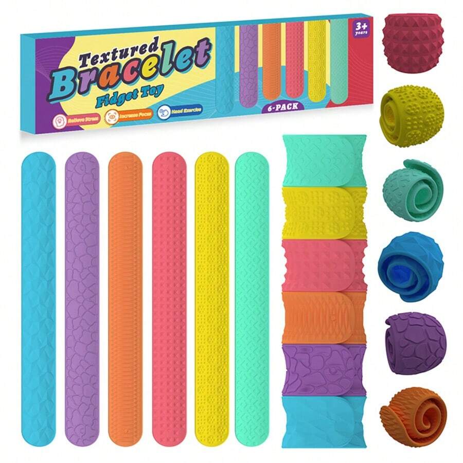 Children's Sensory Pat Hand Bracelet, Stress-Relief Toy Snap Bracelet, Suitable For Boys And Girls, Sensory Item For Calming Emotions, Classroom, Student Reward Toy, Small Gifts For Boys And Girls For Easter And Christmas Random Color - Multicolor - View 1