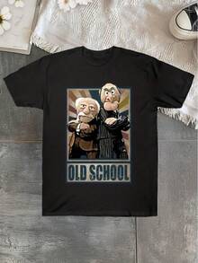 Men's Vintage Statler & Waldorf TV Series T-Shirt, 70s/80s Style Design With Iconic Characters, Black, Includes Nostalgic Statler & Waldorf Characters, Collectible T-Shirt - 黑色 - 查看 1