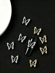 10pcs/50pcs/100pcs Nail Art Nail Charm Nail Accessories Y2K Style Three Dimensional Luxury Hollow Butterfly Mixed Material Pack DIY Handmade Decorations, Bags, Phone Cases, Cups, Clothes, Shoes - Multicolor - View 1