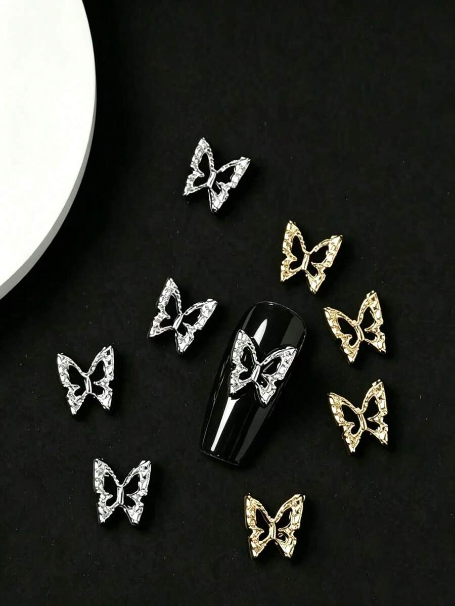 10pcs/50pcs/100pcs Nail Art Nail Charm Nail Accessories Y2K Style Three Dimensional Luxury Hollow Butterfly Mixed Material Pack DIY Handmade Decorations, Bags, Phone Cases, Cups, Clothes, Shoes - Multicolor - View 1