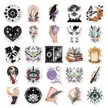 50Pcs Witch Aesthetic Stickers, Mystical Tarot Crystal Raven Decals, Retro Gothic Watercolor Vinyl Stickers, Suitable For Diary, Phone Case, Laptop, Dark Academia Style Gift, Kindle Stickers, Scrapbook Supplies, Journaling Supplies, Desk Accessories - A - View 7