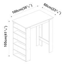 3-Tier Kitchen Island Table With Storage Shelves For Dining & Living Room - Black - View 3