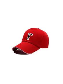 1pc Women's Sandwich Brim Baseball Cap, Adjustable Sun Hat, Suitblue Outdoor, DailyWear,Beach,Travel,Personalized 26 Letter - Red - View 9