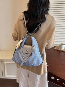 Multifunctional Tote Bag For Women, New Style With Pony Charm, Fashionable Versatile High-End Large Capacity Commuter Backpack, Shoulder Bag, Handbag, 3-In-1 Bag - Dusty Blue - View 6