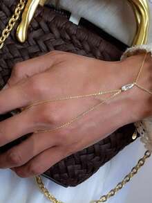 1 buah Gelang Jari Minimalis Elegan Mewah Bentuk Tetesan Air, Rantai Atas untuk Bagian Belakang Tangan, Desain Unik Perhiasan Tangan Serbaguna - Emas - View 3