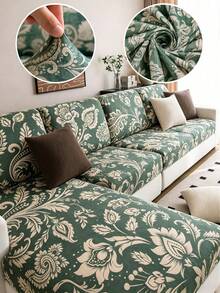 1pc Line Geometric Print Milk Silk Elastic All-Season Washable Shower Cap Style Sofa Cushion Cover - Multicolor - View 2