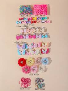 818pcs Girls Multi-Color Pearl Flower Bow Hair Clips Cute Princess Hair Ties Flower Hair Bands High Elasticity Durable Non-Damaging Hair Ropes Rhinestone Butterfly Hair Clips Suitable For Daily Use,Claw Clips - Multicolor - View 5