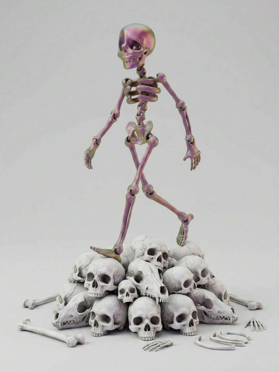 3D Movable Skeleton Doll - 20cm (7.9 Inches) Adjustable Joints Skeleton Toy, Creative Stress Relief Desk Decor, Suitable For Children Over 3 Years Old, Cool Halloween Gift For Boys And Girls