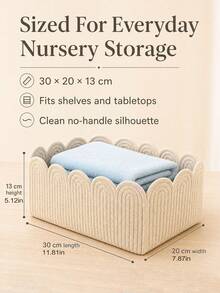 A Rectangular Woven Storage Basket With Wavy Arched Lace Trim, Featuring Soft, Rounded Edges To Protect Baby Items. Ideal For Organizing And Storing Baby Diapers, Wipes, Bottles, And Changing Table Supplies. - Multicolor - View 4