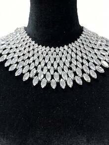 Y2K Style Luxurious Sparkling Rainbow Crystal Necklace, Women's High-End Fashion Declaration Necklace; Advanced AB Crystal Gemstone Necklace Banquet - 彩色 - 查看 10