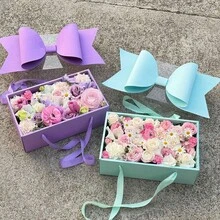 1pc Bow Gift Box Set For Gift Wrapping, Floral Packaging, With Handle Ribbon, Durable Plastic And Paper Material, Wedding Gift Wrapping, Party Gift Wrapping, Birthday Gift Wrapping, Valentine's Day Gift Wrapping - View 5