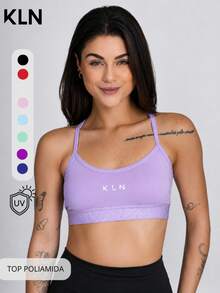 Women's Top Fitness Without Padding, Straps, Backless, Sports Workout/Gym, Premium Polyamide Fabric, Zero Comfort, No Transparency - 紫丁香色 - 查看 1