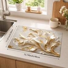 1pc 3D Floral Pattern Diatomaceous Earth Drying Mat, Non-Slip Heat-Resistant Absorbent Mat, Suitable For Kitchen Countertop, Coffee Machine, Tableware, Home Cafe Bar Party Decoration Placemat Gift - Multicolor - View 10